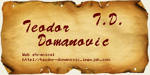Teodor Domanović vizit kartica